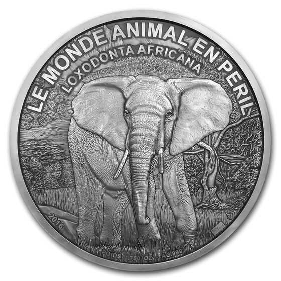 2016 Ivory Coast 1,750 oz Silver Elephant Coin 2016 Ivory Coast 1,750 oz Silver Elephant Coin